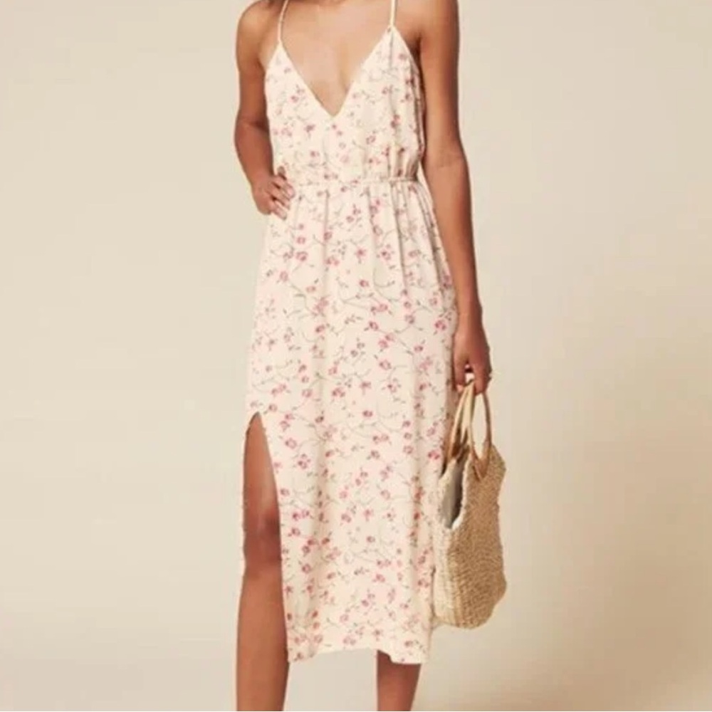 Reformation Kinsley Slit Long Dress in Cherry Blossom